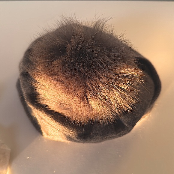 NWOT! Gray Sparkle Hat with Fur Pom! - Picture 5 of 5